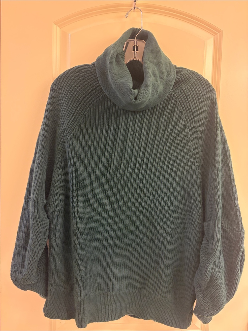CAbi Teal Cowl Neck Ribbed Sweater